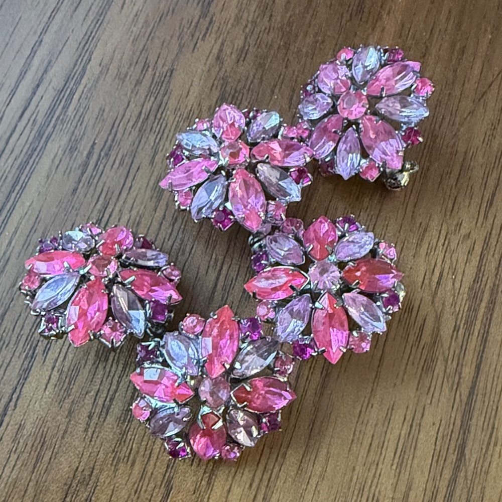 Pink and Purple Rhinestone Brooch - Picture 4 of 4